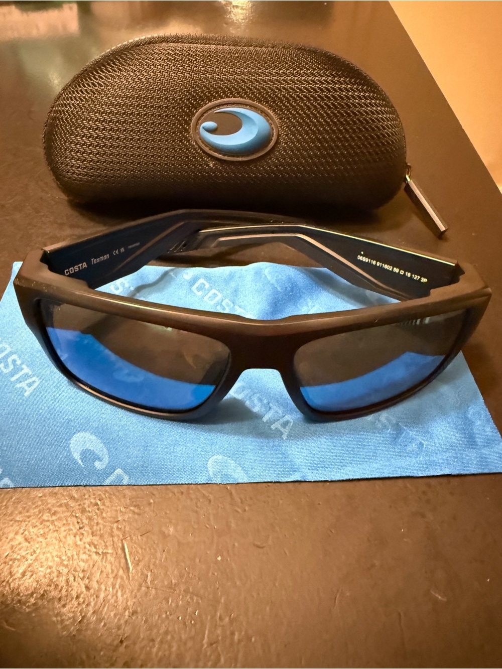 Costa Del Mar Taxman Sunglasses - Black Frame with Blue 580 Glass lenses-